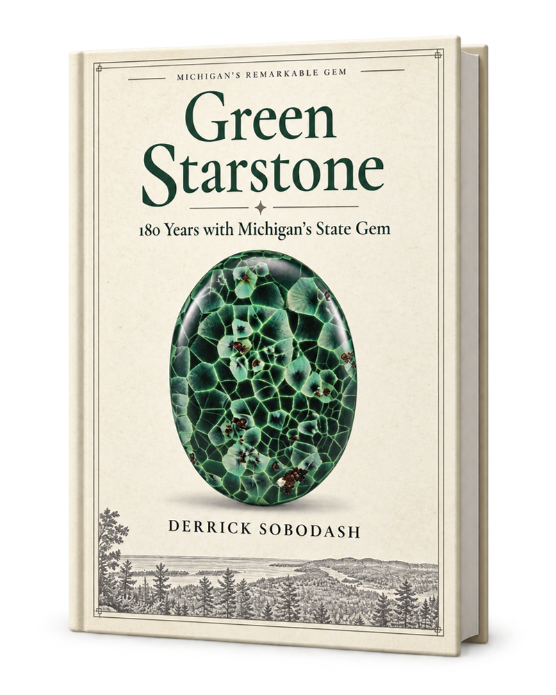Front-view hardcover book mockup of Green Starstone