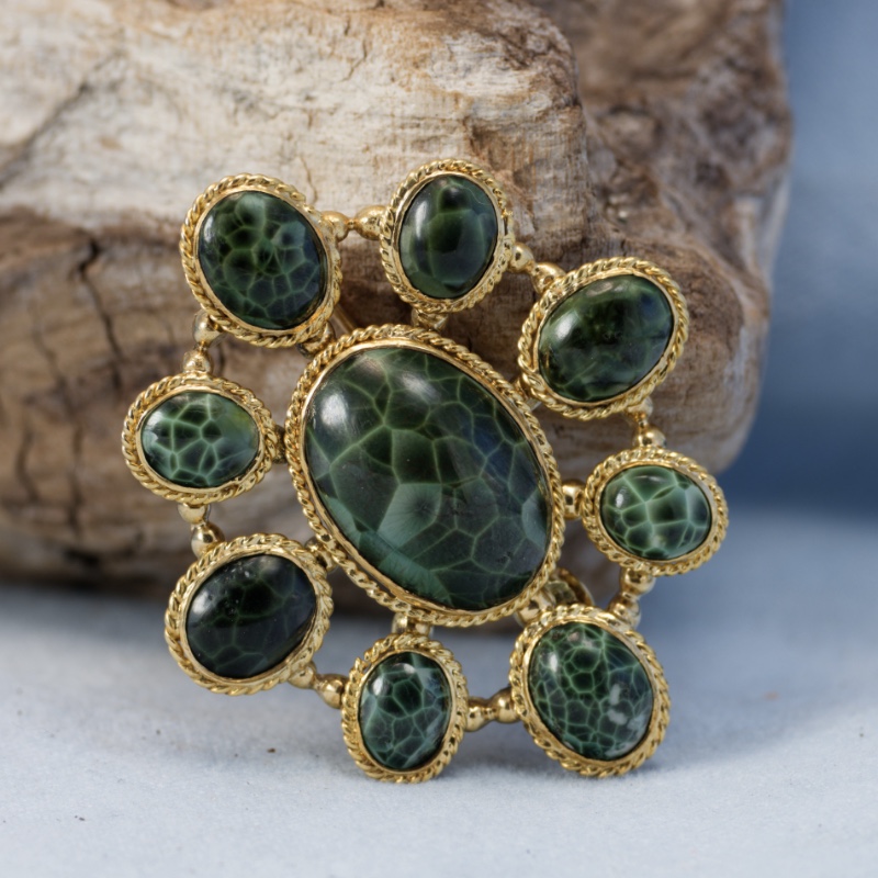 Green Starstone Brooch